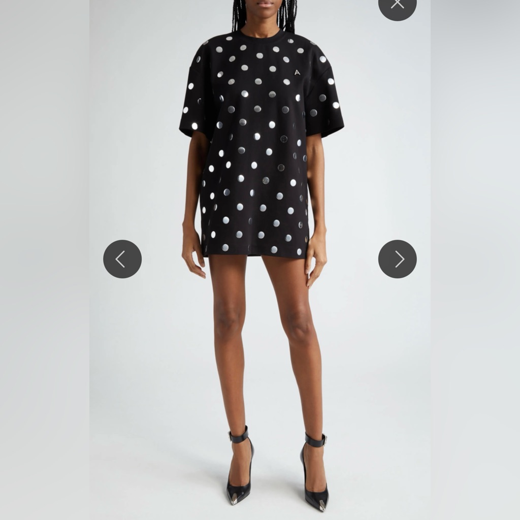 Nwt Area Mirror Polka Dot Open Back Black Dress Size L